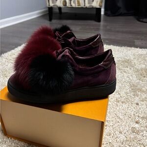 Philippe Model Stylish Burgundy and Black Women's Shoes